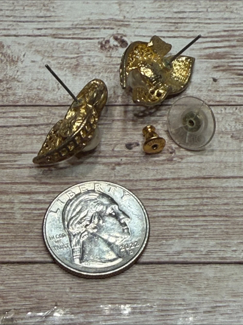 Vintage Monet Two Tone Pearl Leaf Stud Earrings